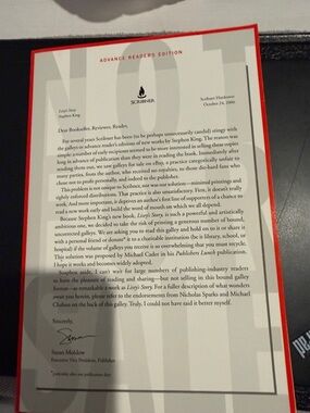 Stephen King’s Lisey’s Story Advance Reader's Edition - Limited Gallery edition